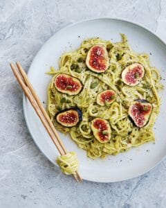 Zucchini Noodles with Fig, Hemp and Pumpkin Seeds