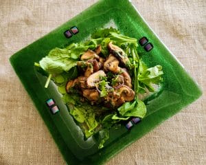 Warm Miso Mushroom Salad with Arugula